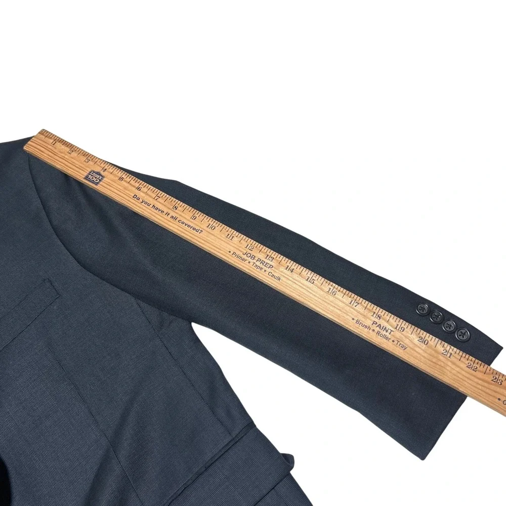 Burberry London Kensington Navy Blue 100% Wool Suit Jacket Blazer 36S 36 Short